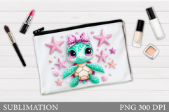 Turtle Makeup Bag Sublimation. Sea Turtle Makeup Pouch Product Image 1