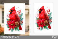 Christmas Cardinal Garden Flag. Christmas Garden Flag Design Product Image 1