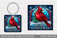 Cardinal Keychain Design. Christmas Keychain Sublimation Product Image 1