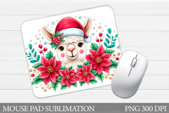 Cute Lama Mouse Pad Design. Christmas Mouse Pad Sublimation Product Image 1
