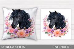 Horse Pillow Design. Horse Sublimation Product Image 1