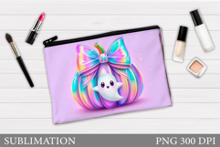 Cute Ghost Cosmetics Bag. Halloween Makeup Bag Sublimation Product Image 1