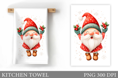Christmas Kitchen Towel. Christmas Gnome Kitchen Towel Product Image 1