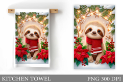 Christmas Sloth Kitchen Towel. Christmas Kitchen Towel Product Image 1