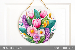 Flowers Door Sign Design. Floral Door Sign Sublimation Product Image 1