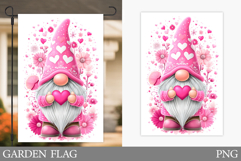 Valentines Gnome Garden Flag. Valentines Garden Flag Design Product Image 1