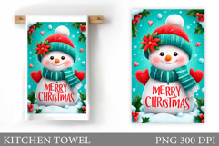 Snowman Kitchen Towel Design. Christmas Kitchen Towel Product Image 1