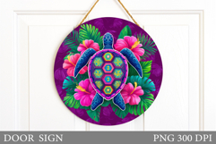 Turtle Door Sign Sublimation. Summer Door Sign Design Product Image 1