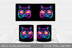 Cat Mug Wrap Design. Summer Cat Sublimation Product Image 1