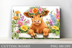 Highland Cow Cutting Board Design. Cow Kitchen Cutting Board Product Image 1