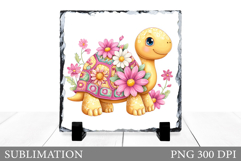 Cute Turtle Sublimation. Cute Turtle Slate Design Product Image 1