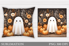Cute Ghost Pillow Design. Cute Ghost Sublimation Product Image 1