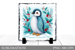 Christmas Penguin Slate Design. Cute Penguin Sublimation Product Image 1