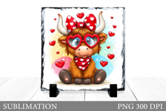 Valentines Cow Sublimation. Valentines Cow Slate Design Product Image 1
