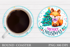 Christmas Fox Coaster. Christmas Coaster Sublimation Product Image 1