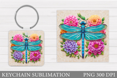 Dragonfly Keychain Design. Summer Keychain Sublimation Product Image 1