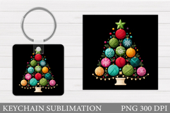 Christmas Tree Keychain. Christmas Round Keychain Design Product Image 1