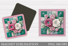 Flowers Magnet Design. Floral Magnet Sublimation Product Image 1