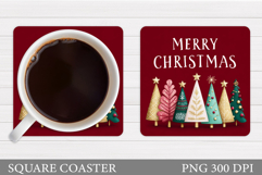 Christmas Tree Coaster Design. Christmas Coaster Sublimation Product Image 1