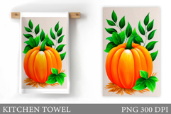 Pumpkin Kitchen Towel. Fall Kitchen Towel Sublimation Product Image 1