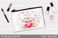 Valentines Bear Cosmetics Bag. Valentines Makeup Bag Design Product Image 1
