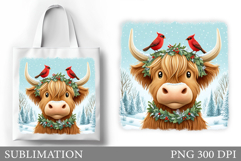 Christmas Cow Tote Bag. Christmas Tote Bag Sublimation Product Image 1