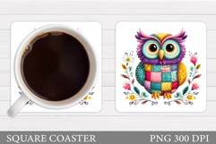 Cute Owl Coaster Design. Cute Owl Sublimation Product Image 1