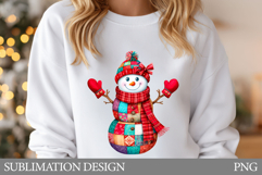 Snowman T-Shirt Design. Patchwork Snowman Sublimation Product Image 1