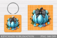 Fall Pumpkin Keychain Design. Pumpkin Keychain Sublimation Product Image 1