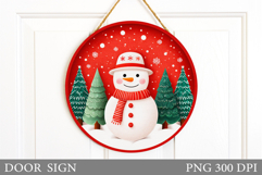 Cute Snowman Door Sign Design. Christmas Sublimation Product Image 1