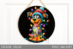 Christmas Dog Door Sign. Christmas Door Sign Sublimation Product Image 1