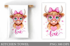 Valentines Cow Kitchen Towel. Valentine Kitchen Towel Design Product Image 1