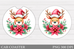 Christmas Deer Car Coaster. Christmas Car Coaster Design Product Image 1