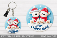 Polar Bear Keychain Design. Christmas Keychain Sublimation Product Image 1