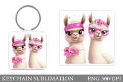 Cute Lama Keychain Design. Cute Lama Sublimation Product Image 1