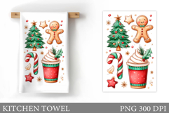 Christmas Kitchen Towel Design. Christmas Sublimation Product Image 1
