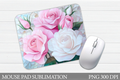 Roses Mouse Pad Design. Flowers Mouse Pad Sublimation Product Image 1