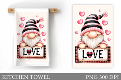 Valentine Gnome Kitchen Towel. Valentines Kitchen Towel Product Image 1