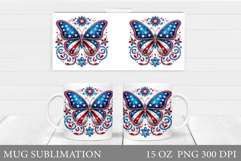 Patriotic Butterfly Mug Design. Patriotic Mug Sublimation Product Image 1