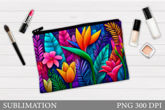 Flowers Makeup Bag Design. Flowers Cosmetics Bag Sublimation Product Image 1