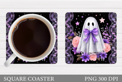 Lace Ghost Teacher Coaster. Halloween Coaster Design Product Image 1