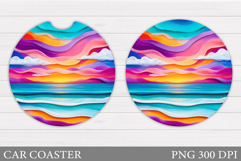 Sea Car Coaster Design. Sea Sublimation Product Image 1