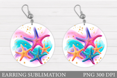 Starfish Earring Design. Sea Earring Sublimation Product Image 1