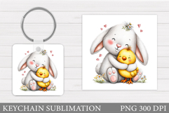 Cute Bunny Keychain Design. Cute Chick Keychain Sublimation Product Image 1