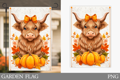 Fall Cow Garden Flag. Fall Garden Flag Sublimation Product Image 1