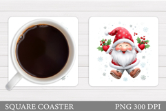 Cute Santa Coaster Sublimation. Santa Claus Coaster Design Product Image 1