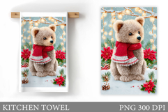 Christmas Bear Kitchen Towel. Christmas Kitchen Towel Design Product Image 1