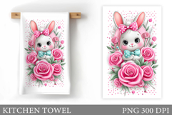 Cute Bunny Kitchen Towel Design. Cute Bunny Sublimation Product Image 1