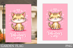 Valentines Cat Garden Flag. Valentines Garden Flag Design Product Image 1