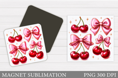 Cherry Magnet Design. Berries Magnet Sublimation Product Image 1